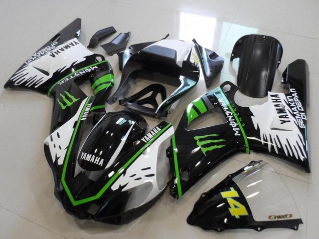 2000-2001 Yamaha YZF R1 Motorcycle Fairings - Glossy Black White Green Monster UK