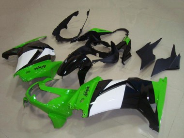 2008-2012 Kawasaki ZX250R Motorcycle Fairings - Green White Glossy Black UK