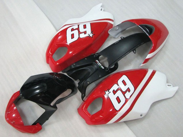 2008-2012 Ducati Monster 696 Motorcycle Fairings - White Red Glossy Black 69 UK