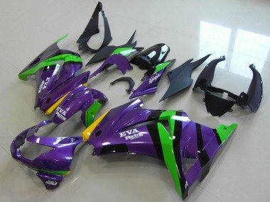 2008-2012 Kawasaki ZX250R Motorcycle Fairings - Purple Green Yellow Black EVA Racing UK