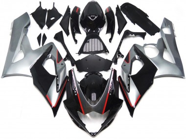 2005-2006 Suzuki GSXR 1000 Motorcycle Fairings - Glossy Black Silver Red UK
