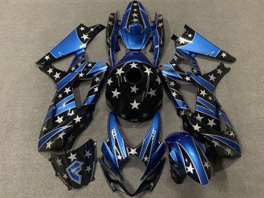 2007-2008 Suzuki GSXR 1000 Motorcycle Fairings - Blue Glossy Black Star UK