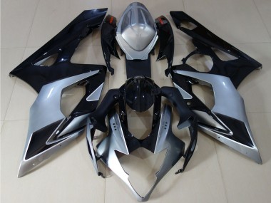 2005-2006 Suzuki GSXR 1000 Motorcycle Fairings - Glossy Black Silver UK