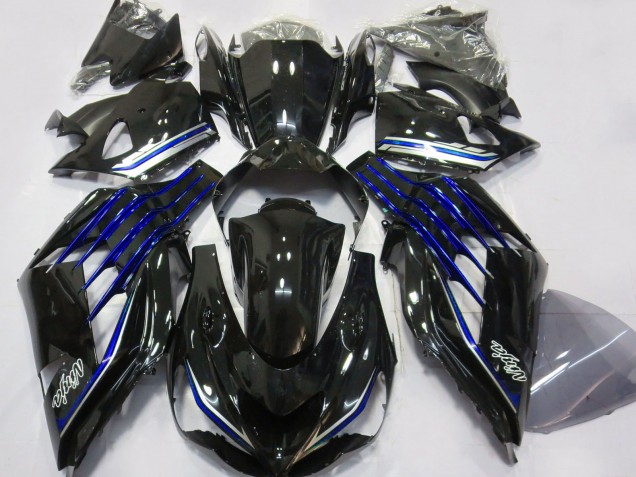 2012-2024 Glossy Black Blue Kawasaki ZX14R ZZR 1400 Motorcycle Fairings UK
