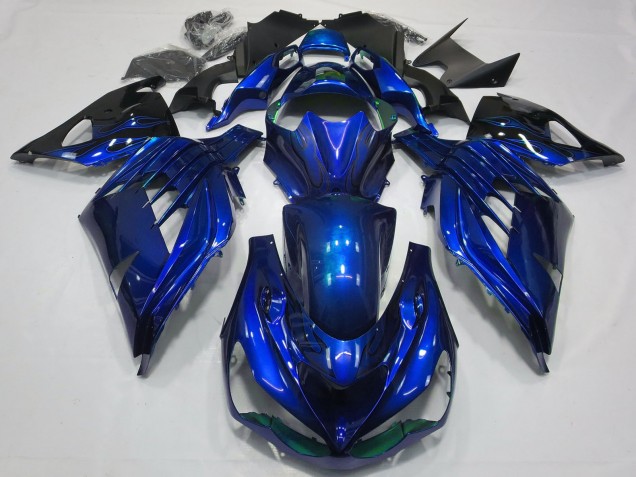 2012-2024 Blue Glossy Black Kawasaki ZX14R ZZR 1400 Motorcycle Fairings UK