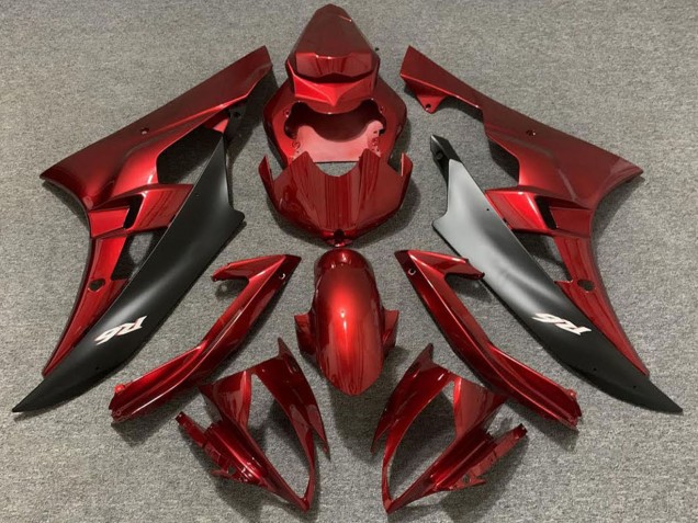 2006-2007 Yamaha R6 Motorcycle Fairings - Red Matte Black UK