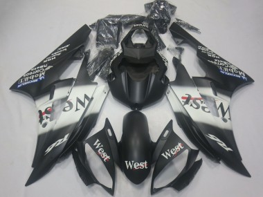 2006-2007 Yamaha R6 Motorcycle Fairings - Matte Black White West Michelin UK
