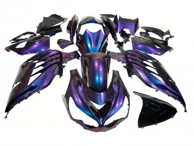 2012-2024 Chameleon Blue Purple Kawasaki ZX14R ZZR1400 Motorcycle Fairings UK
