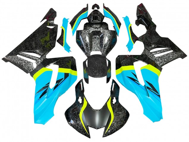 2020-2023 Honda CBR1000RR-R Motorcycle Fairings - Light Blue Yellow Black Forged Carbon Fiber UK