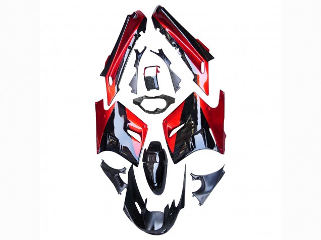 1990-1992 Kawasaki ZZR1100 Motorcycle Fairings - Red Glossy Black UK