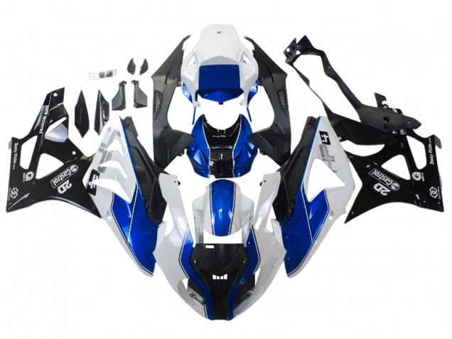 2009-2014 BMW S1000RR Motorcycle Fairings - White Blue Glossy Black Castrol UK