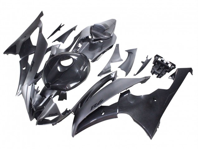 2008-2016 Yamaha YZF 600 R6 Motorcycle Fairings - Grey Black Carbon Fiber Style UK