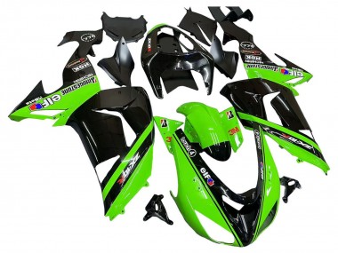 2006-2007 Kawasaki ZX10R Motorcycle Fairings - Green Black Elf Touch4 3M UK