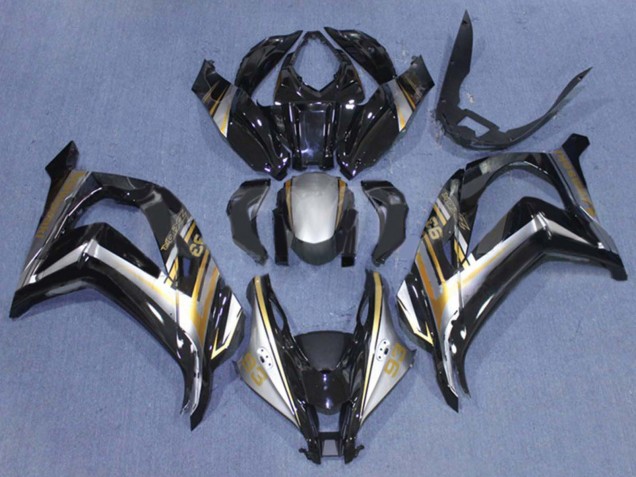2016-2020 Kawasaki ZX10R Motorcycle Fairings - Glossy Black Silver Gold 93 UK