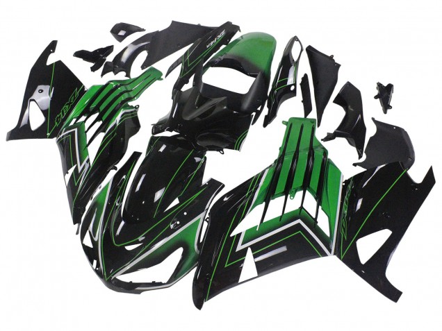 2012-2024 Green Glossy Black Stripe Kawasaki ZX14R ZZR1400 Motorcycle Fairings UK