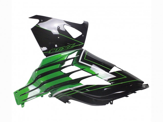2012-2024 Green Glossy Black Stripe Kawasaki ZX14R ZZR1400 Motorcycle Fairings UK