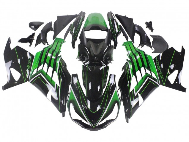 2012-2024 Green Glossy Black Stripe Kawasaki ZX14R ZZR1400 Motorcycle Fairings UK
