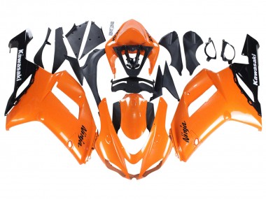 2007-2008 Kawasaki ZX6R Motorcycle Fairings - Orange Black Ninja UK