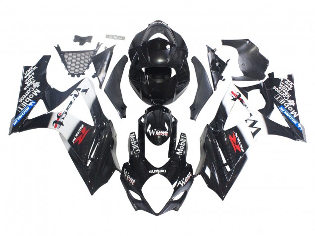 2007-2008 Suzuki GSXR 1000 Motorcycle Fairings - Glossy Black White West UK
