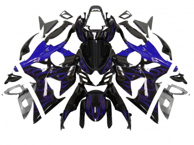 2007-2008 Suzuki GSXR 1000 Motorcycle Fairing - Glossy Black Blue Flame UK