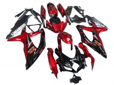 2008-2010 Suzuki GSXR 600 / GSXR 750 Motorcycle Fairings - Red Glossy Black UK