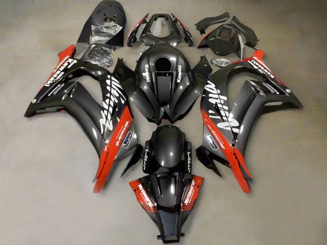 2011-2015 Kawasaki ZX10R Motorcycle Fairings - Faux Carbon Fiber Red White UK