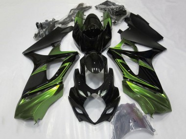 2007-2008 Suzuki GSXR 1000 Motorcycle Fairings - Green Glossy Black UK