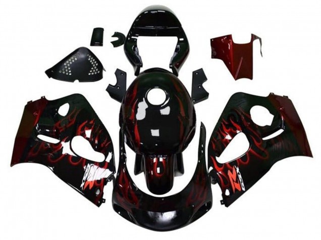 1996-2000 Suzuki GSXR 600 / GSXR 750 Motorcycle Fairings - Black Red Flame UK