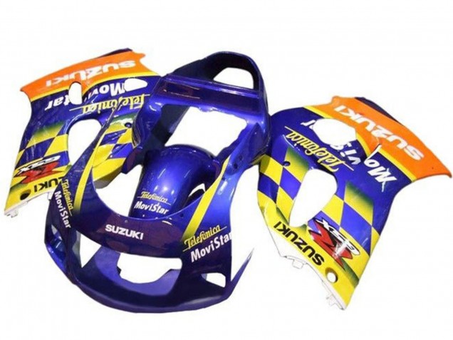 1996-2000 Blue Orange Yellow Telefonica MoviStar Suzuki GSXR 600 / GSXR 750 Motorcycle Fairings UK
