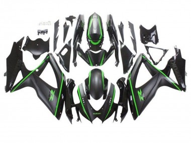 2008-2010 Suzuki GSXR 600 / GSXR 750 Motorcycle Fairings - Matte Black Green Stripe UK