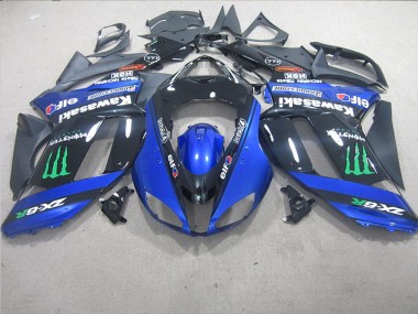 Black Blue Monster 2007-2008 ZX6R Motorcycle Fairings
