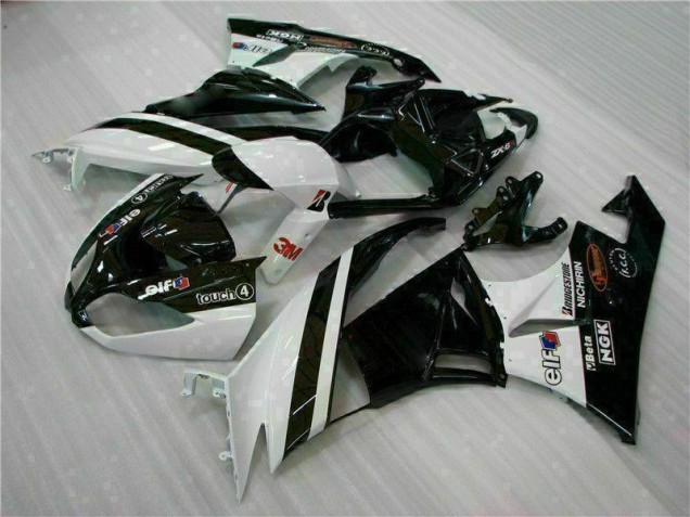 Black White 3M Touch4 2009-2012 ZX6R Motorcycle Fairings
