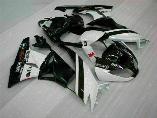 Black White 3M Touch4 2009-2012 ZX6R Motorcycle Fairings