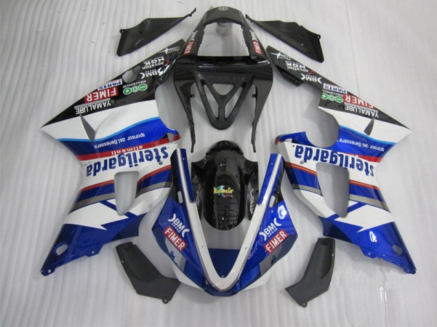 Black White Blue Santander 2000-2001 YZF R1 Motorcycle Fairings Black White Blue Santander 2000-2001 YZF R1 Motorcycle Fairings