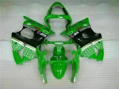 Green Black 2000-2002 ZX6R Motorcycle Fairing Kits & Plastic
