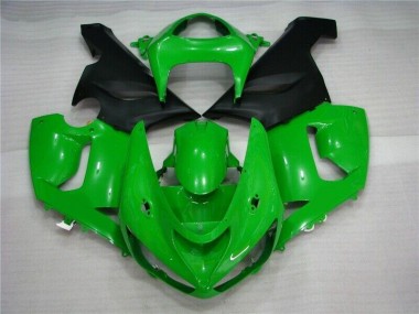 Green Matte Black 2005-2006 ZX6R Motorcycle Fairings