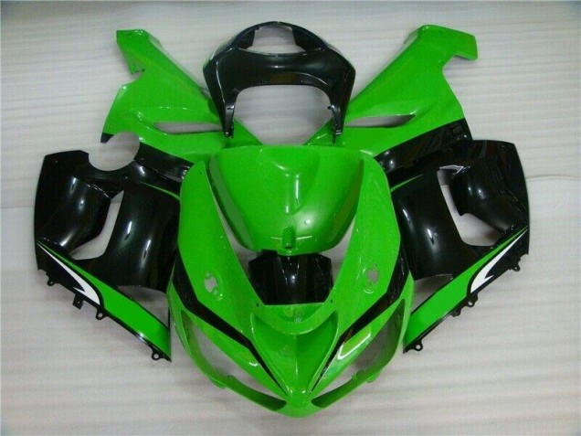Green White Black 2005-2006 ZX6R Motorcycle Fairings