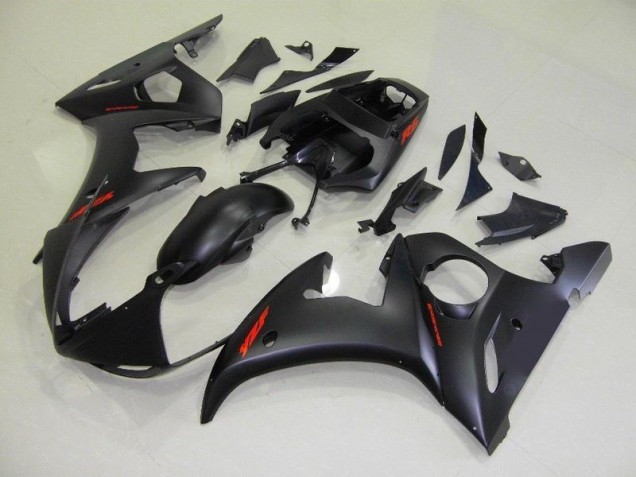 Matte Black Red Decals 2003-2005 YZF R6 Motorcycle Fairings Matte Black Red Decals 2003-2005 YZF R6 Motorcycle Fairings