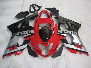 Red Black Silver 2004-2005 GSXR 600 Motorcycle Fairings