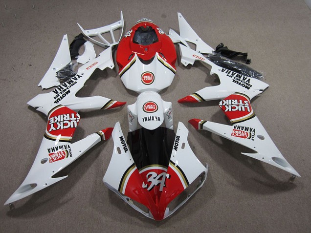 Red White Lucky Strike 2004-2006 YZF R1 Motorcycle Fairings