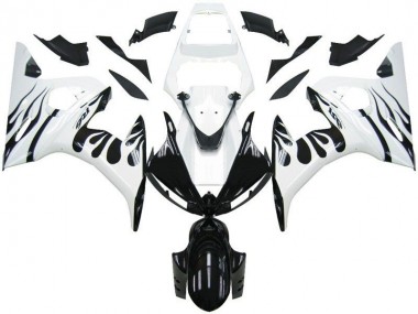 White Flame Black 2003-2005 YZF R6 Motorcycle Fairings