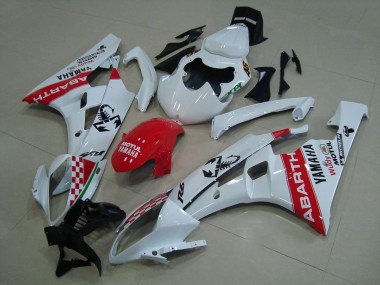 White Red Abarth 2006-2007 YZF R6 Motorcycle Fairings