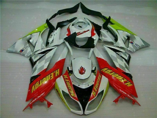 White Red H. Energy 2009-2012 ZX6R Motorcycle Fairings
